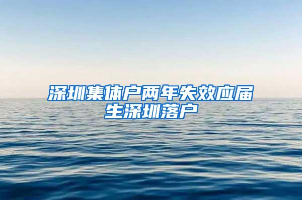 深圳集体户两年失效应届生深圳落户