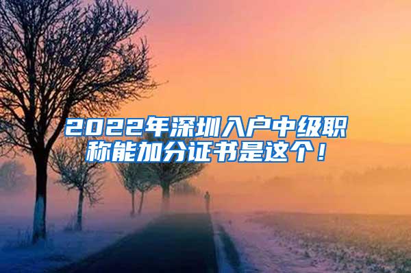 2022年深圳入户中级职称能加分证书是这个！