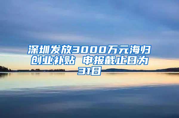 深圳发放3000万元海归创业补贴 申报截止日为31日