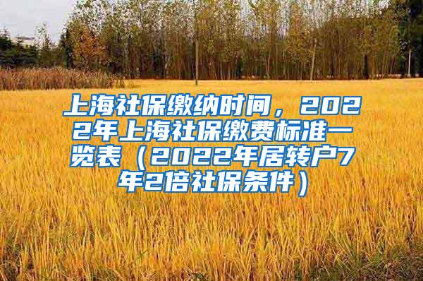 上海社保缴纳时间，2022年上海社保缴费标准一览表（2022年居转户7年2倍社保条件）