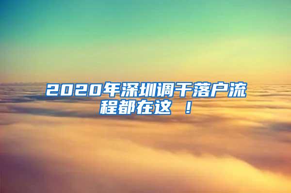 2020年深圳调干落户流程都在这 ！