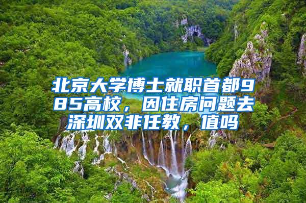 北京大学博士就职首都985高校，因住房问题去深圳双非任教，值吗