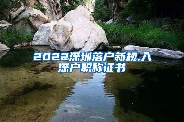 2022深圳落户新规,入深户职称证书