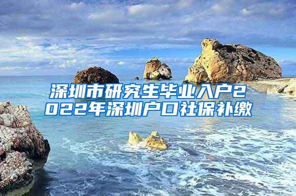 深圳市研究生毕业入户2022年深圳户口社保补缴