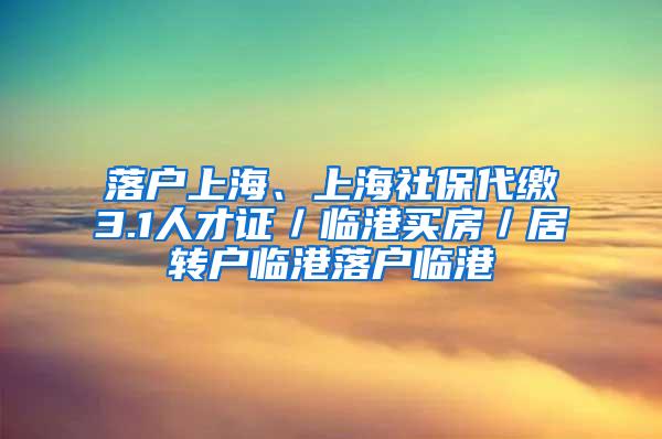 落户上海、上海社保代缴3.1人才证／临港买房／居转户临港落户临港