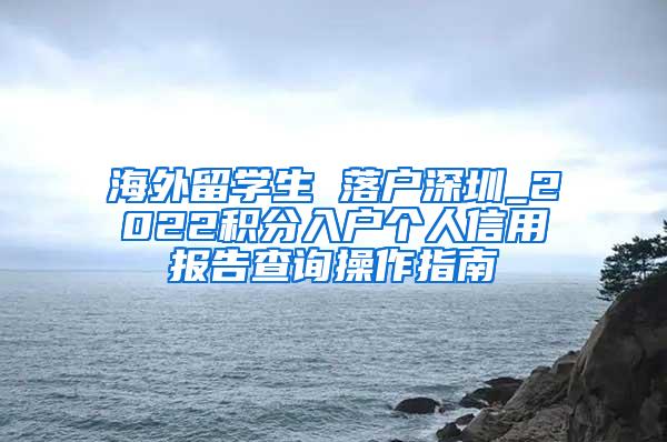 海外留学生 落户深圳_2022积分入户个人信用报告查询操作指南