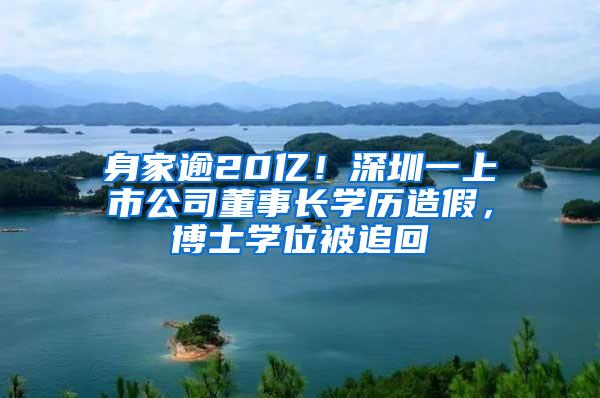 身家逾20亿！深圳一上市公司董事长学历造假，博士学位被追回