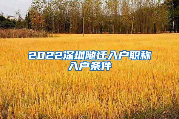 2022深圳随迁入户职称入户条件