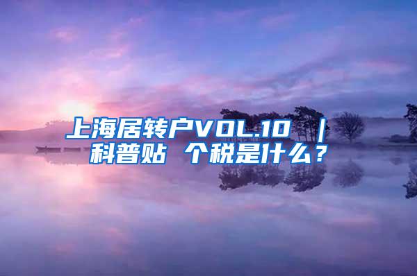 上海居转户VOL.10 ｜ 科普贴 个税是什么？