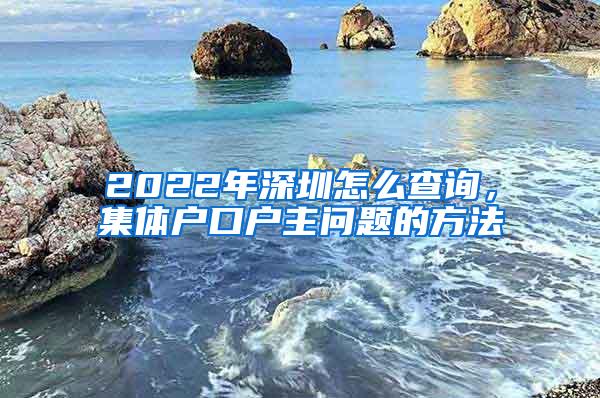 2022年深圳怎么查询，集体户口户主问题的方法