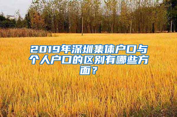 2019年深圳集体户口与个人户口的区别有哪些方面？