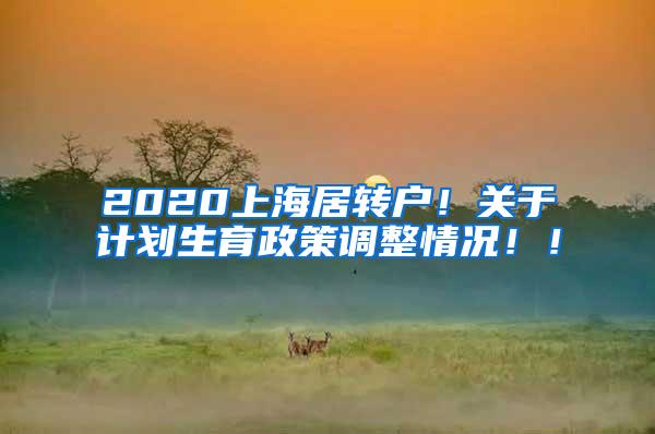 2020上海居转户！关于计划生育政策调整情况！！