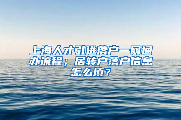 上海人才引进落户一网通办流程；居转户落户信息怎么填？