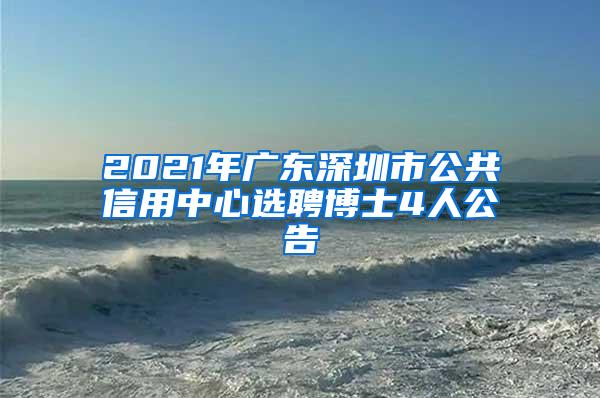 2021年广东深圳市公共信用中心选聘博士4人公告