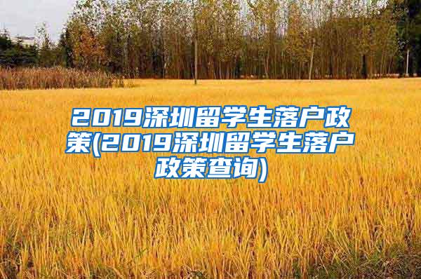 2019深圳留学生落户政策(2019深圳留学生落户政策查询)