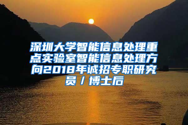 深圳大学智能信息处理重点实验室智能信息处理方向2018年诚招专职研究员／博士后