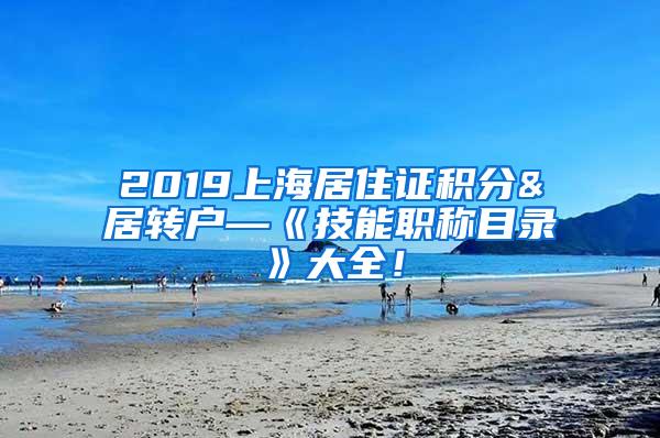 2019上海居住证积分&居转户—《技能职称目录》大全！