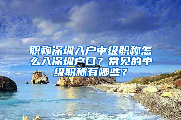 职称深圳入户中级职称怎么入深圳户口？常见的中级职称有哪些？