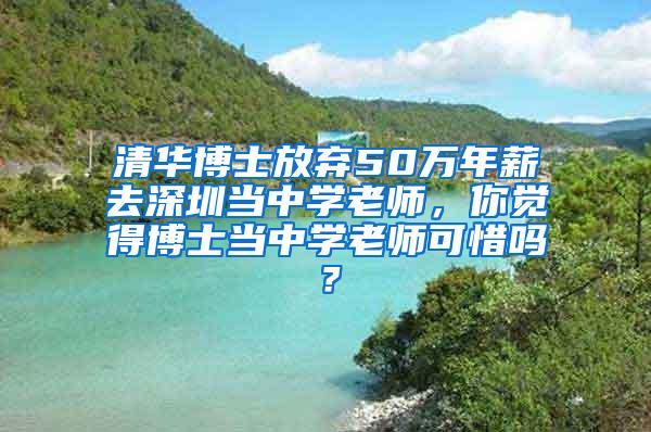 清华博士放弃50万年薪去深圳当中学老师，你觉得博士当中学老师可惜吗？