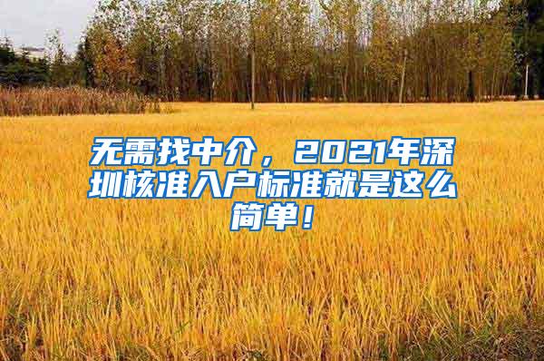 无需找中介，2021年深圳核准入户标准就是这么简单！