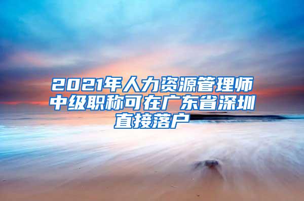 2021年人力资源管理师中级职称可在广东省深圳直接落户