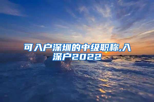 可入户深圳的中级职称,入深户2022