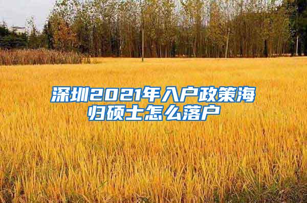 深圳2021年入户政策海归硕士怎么落户