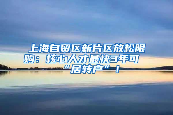 上海自贸区新片区放松限购：核心人才最快3年可“居转户”！