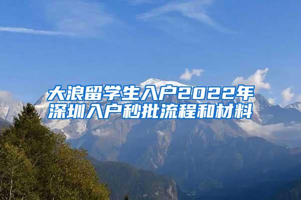 大浪留学生入户2022年深圳入户秒批流程和材料