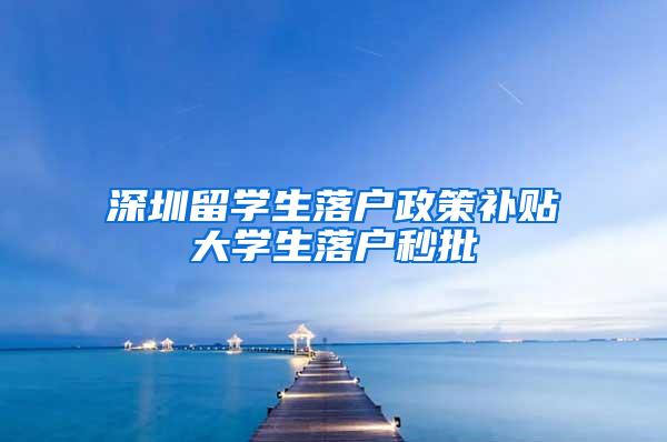 深圳留学生落户政策补贴大学生落户秒批