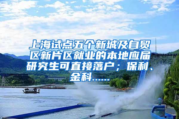 上海试点五个新城及自贸区新片区就业的本地应届研究生可直接落户；保利、金科......