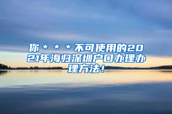 你＊＊＊不可使用的2021年海归深圳户口办理办理方法！