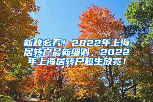 新政必看！2022年上海居转户最新细则，2022年上海居转户超生放宽！