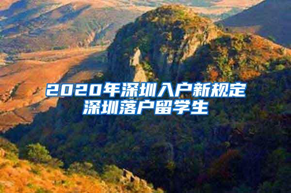 2020年深圳入户新规定深圳落户留学生