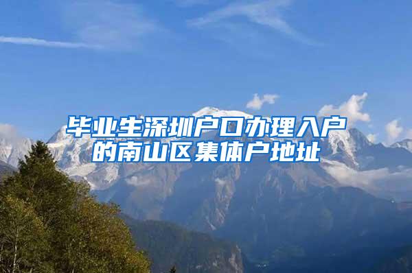 毕业生深圳户口办理入户的南山区集体户地址