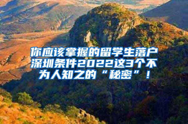 你应该掌握的留学生落户深圳条件2022这3个不为人知之的“秘密”！