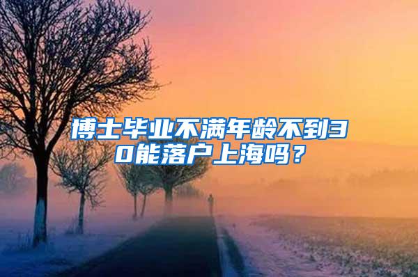 博士毕业不满年龄不到30能落户上海吗？