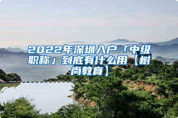 2022年深圳入户「中级职称」到底有什么用【树尚教育】