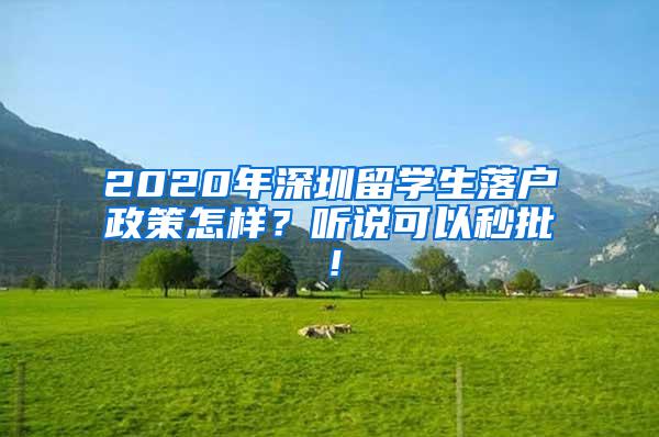 2020年深圳留学生落户政策怎样？听说可以秒批！