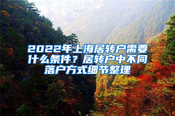 2022年上海居转户需要什么条件？居转户中不同落户方式细节整理