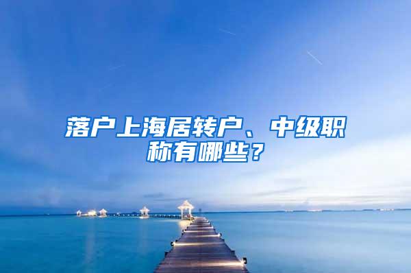 落户上海居转户、中级职称有哪些？