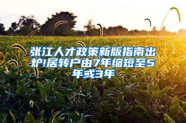 张江人才政策新版指南出炉!居转户由7年缩短至5年或3年