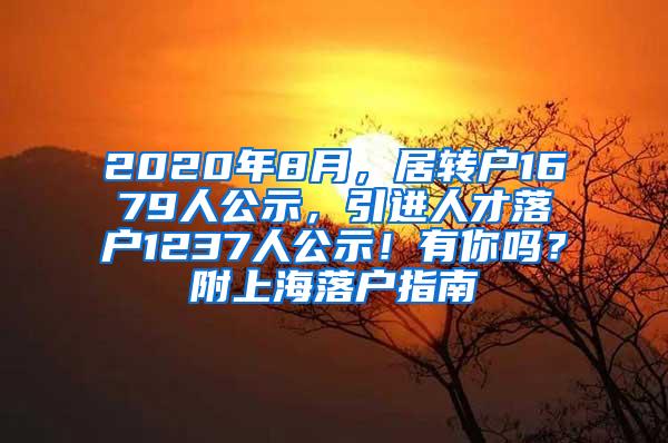 2020年8月，居转户1679人公示，引进人才落户1237人公示！有你吗？附上海落户指南