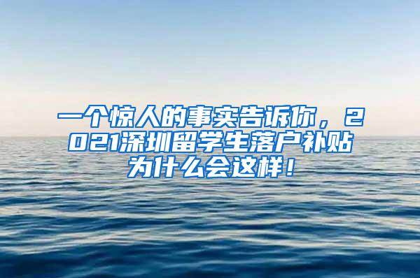 一个惊人的事实告诉你，2021深圳留学生落户补贴为什么会这样！