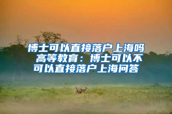 博士可以直接落户上海吗 高等教育：博士可以不可以直接落户上海问答