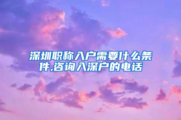 深圳职称入户需要什么条件,咨询入深户的电话