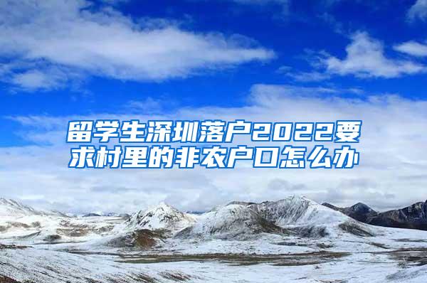 留学生深圳落户2022要求村里的非农户口怎么办