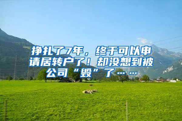 挣扎了7年，终于可以申请居转户了！却没想到被公司“毁”了……