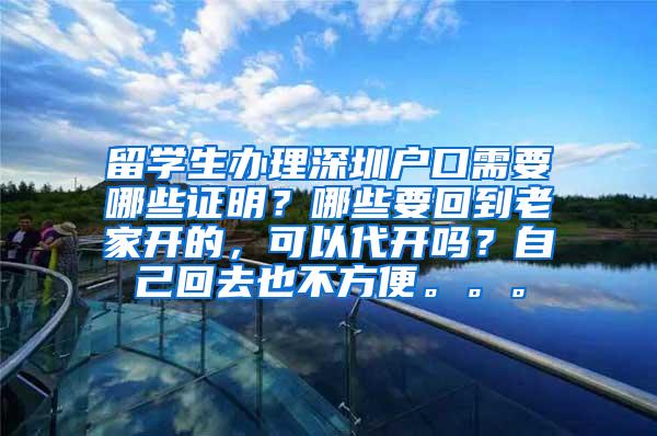 留学生办理深圳户口需要哪些证明？哪些要回到老家开的，可以代开吗？自己回去也不方便。。。