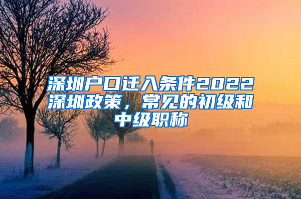 深圳户口迁入条件2022深圳政策，常见的初级和中级职称